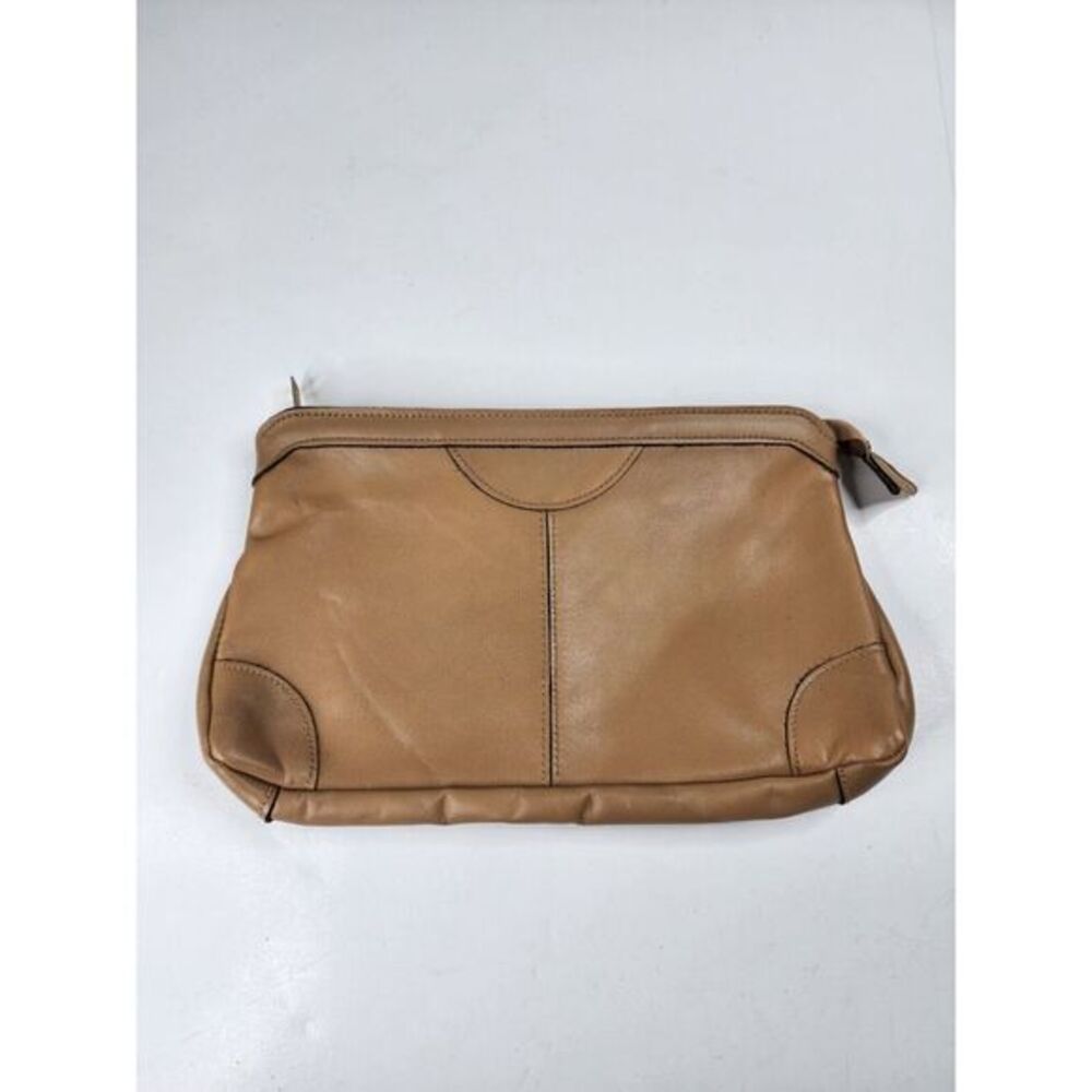 Vintage Leather Shoulder Zippered Bag Brown Purse Made In Hong Kong
